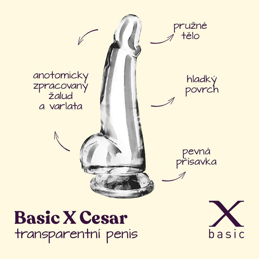 BASIC X Cesar transparentní penis s přísavkou M - Image 2