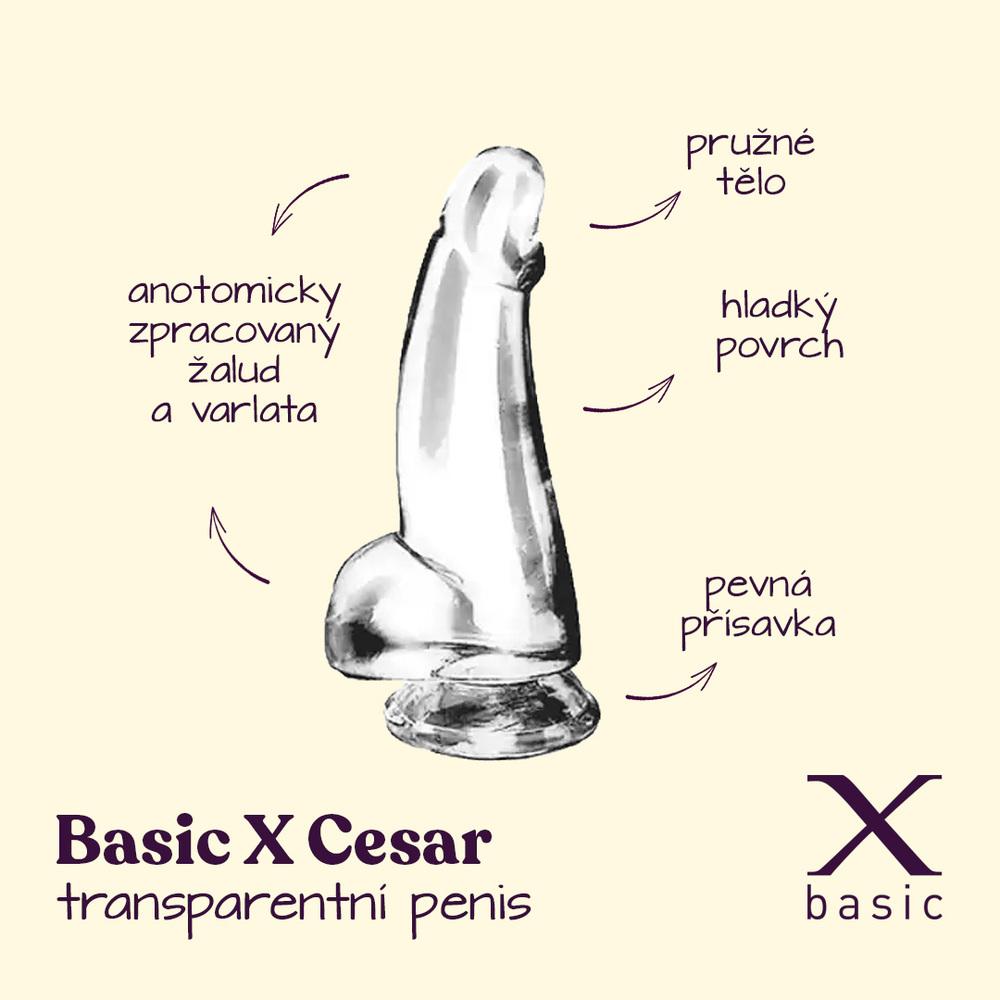 BASIC X Cesar transparentní penis s přísavkou S - Image 2