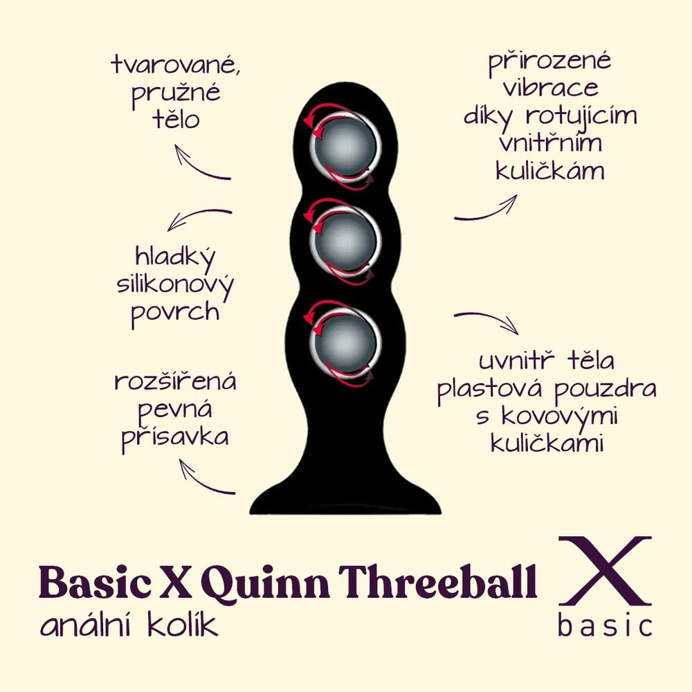 BASIC X Quinn ThreeBall anální kolík s rotačními kuličkami černý