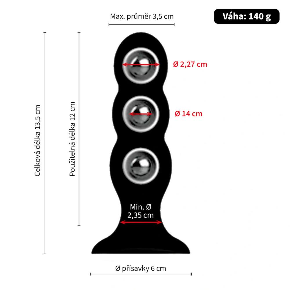 BASIC X Quinn ThreeBall anální kolík s rotačními kuličkami černý - Obrázek 3