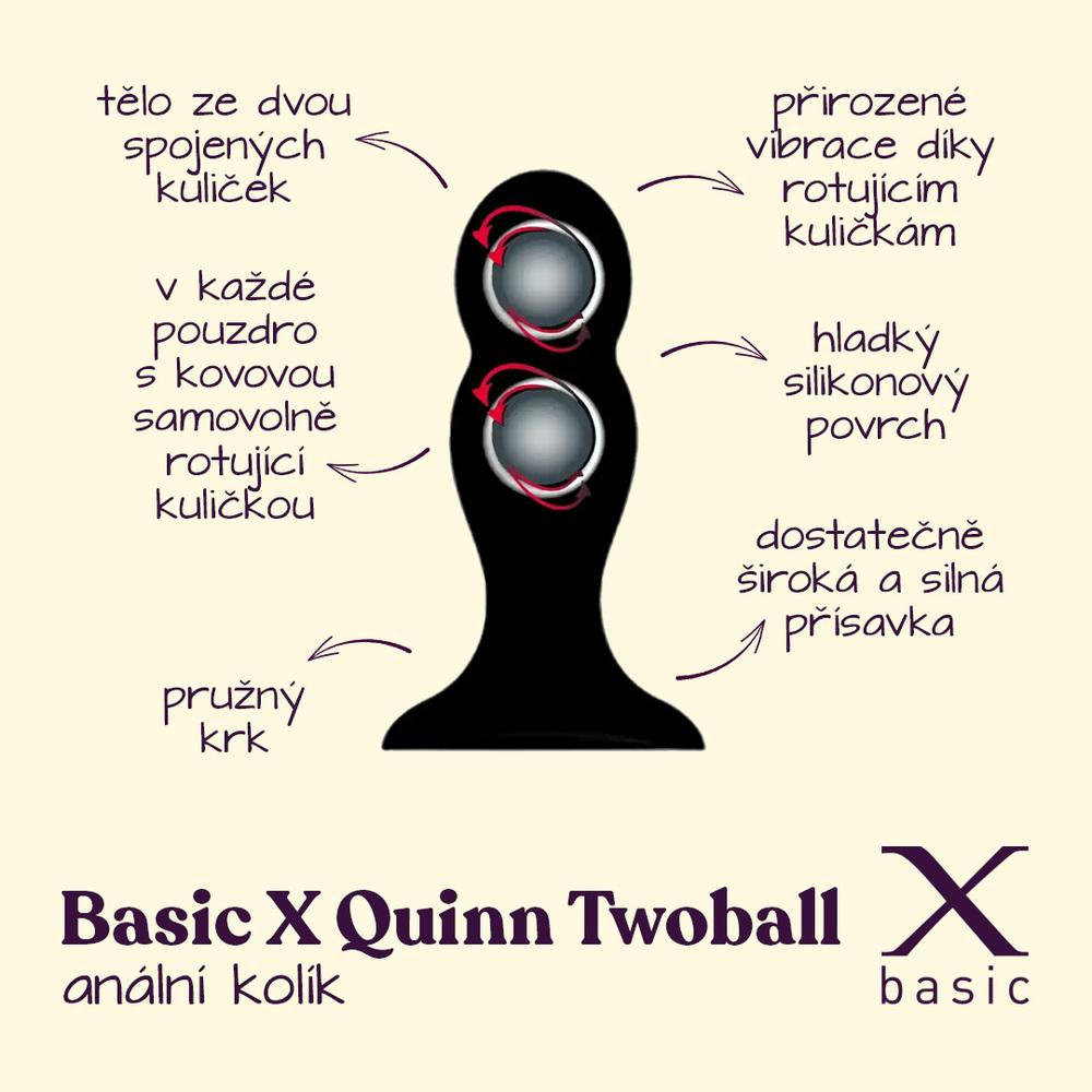 BASIC X Quinn TwoBall anální kolík s rotačními kuličkami černý - Image 2