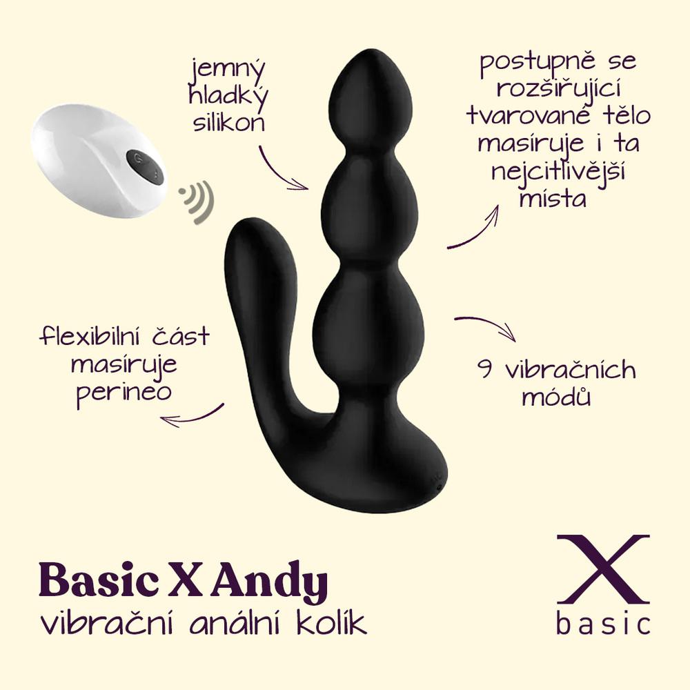 BASIC X Andy vibrační anální kolík na dálkové ovládání černý - Image 2