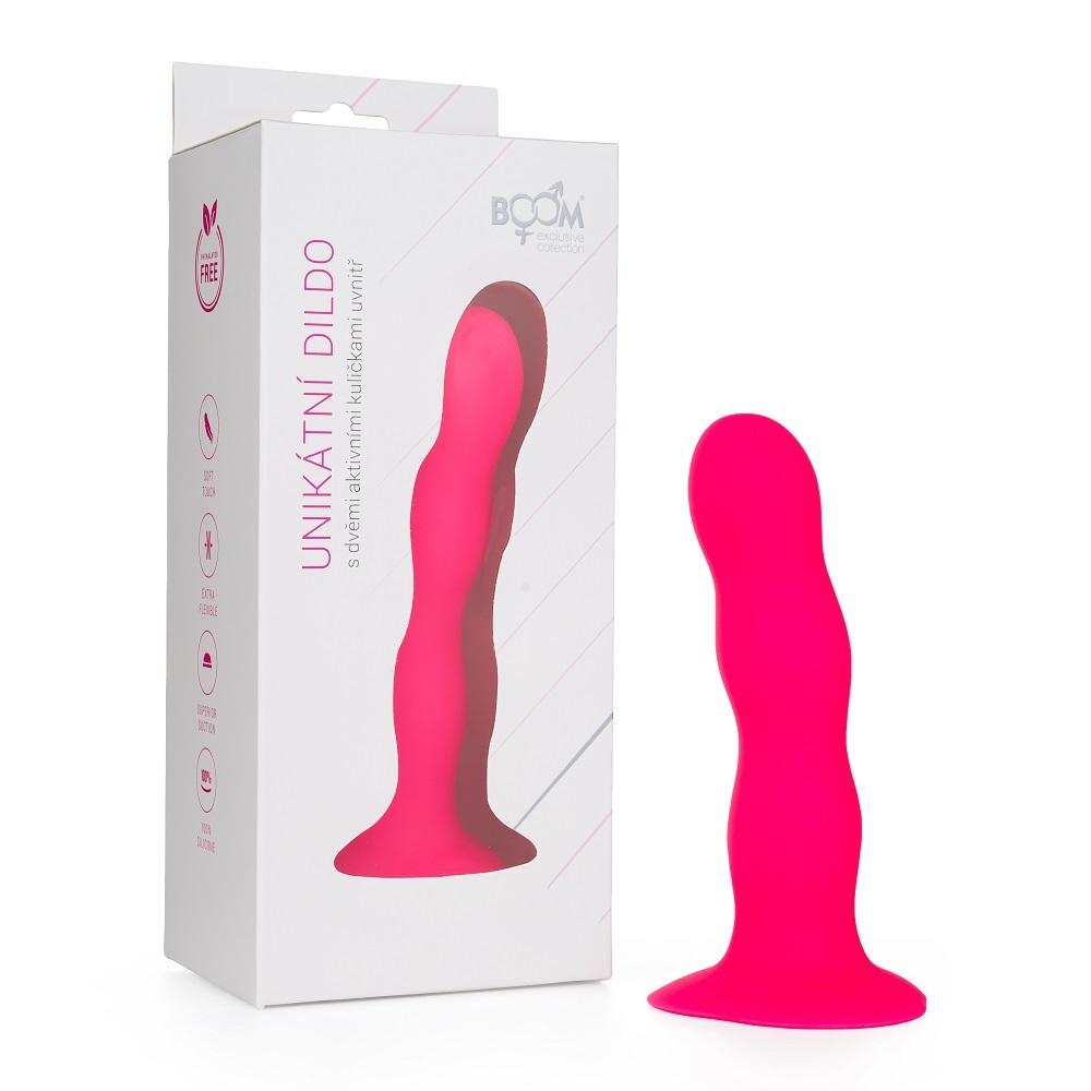 BOOM dildo se dvěma aktivními kuličkami růžové - Image 7