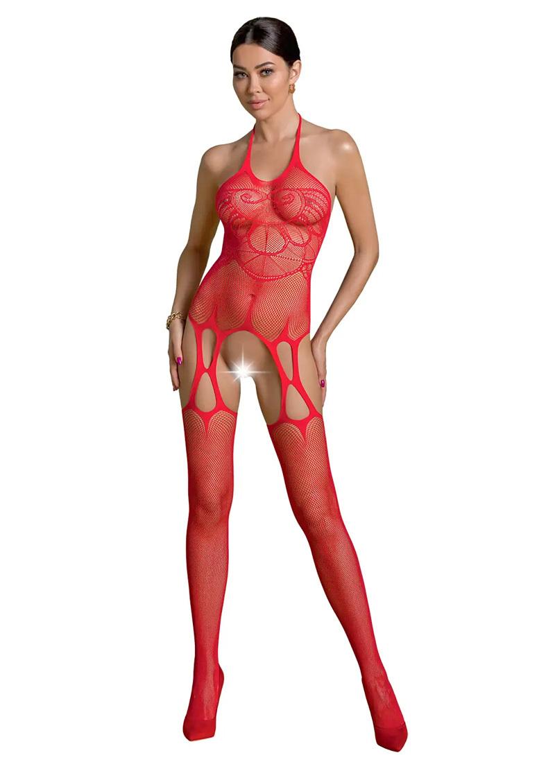 Levně Passion ECO Bodystocking BS002 Red