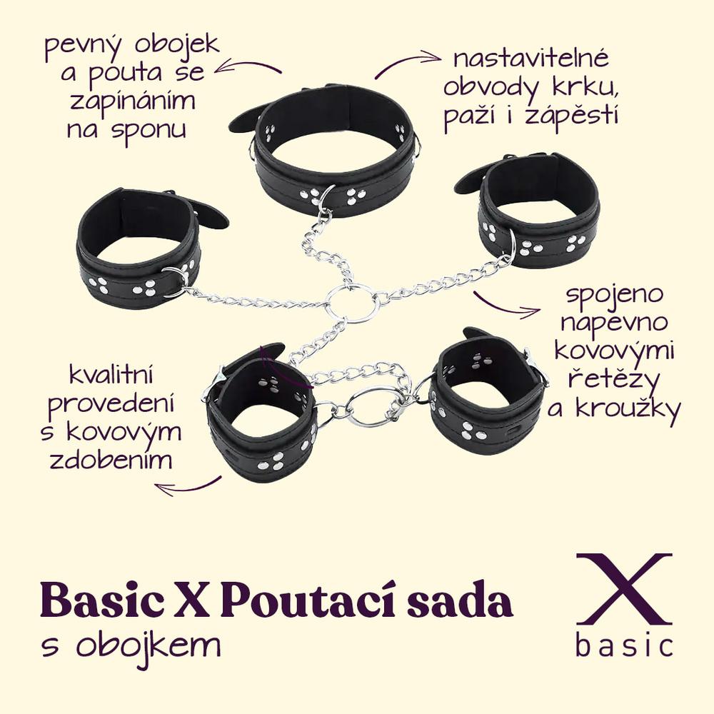 BASIC X poutací sada s obojkem černá - Image 2
