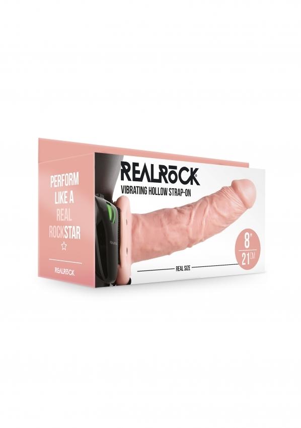 Realrock Vibrating Hollow Strap-on dutý připínací penis 21 cm - tělový - Image 7