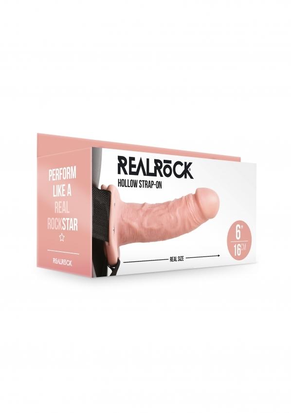 Realrock Hollow Strap-on dutý připínací penis 16 cm - tělový (obrázek 9)