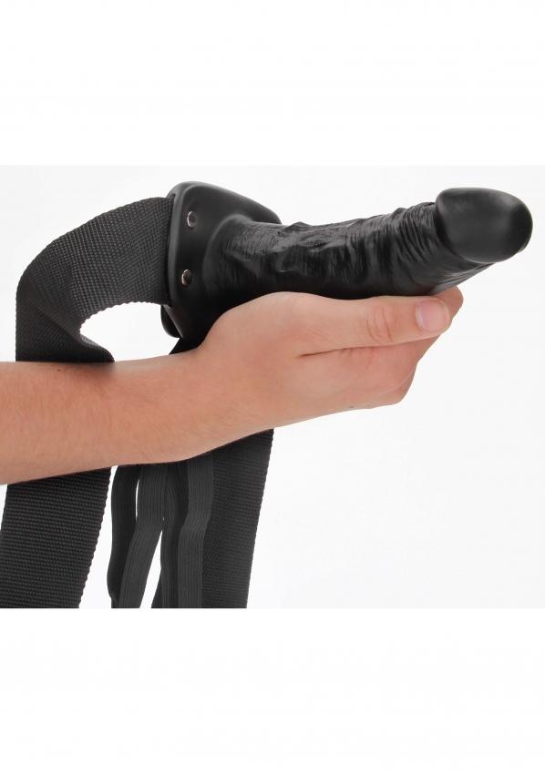 Realrock Hollow Strap-on dutý připínací penis 16 cm  - černý - Image 2