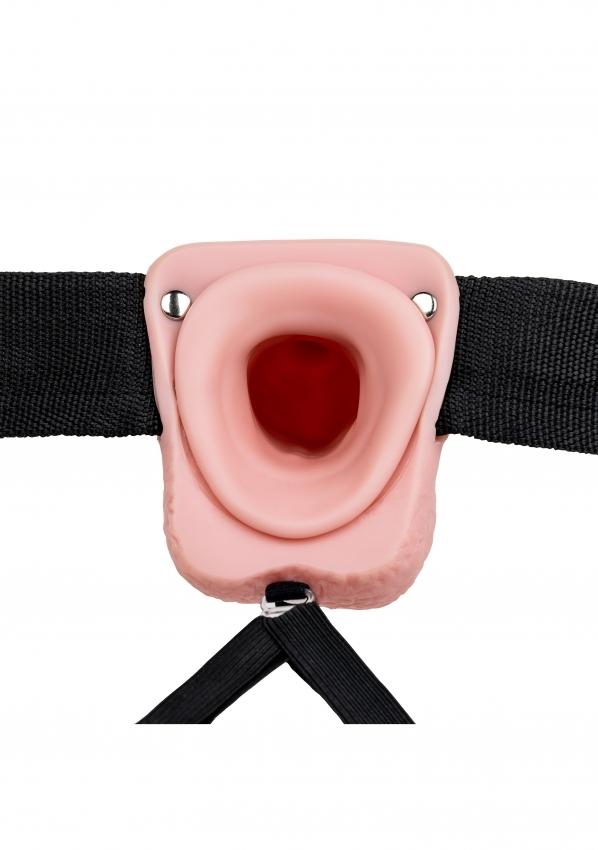 Realrock Vibrating Hollow Strap-on dutý připínací penis s varlaty 18 cm - tělový - Image 3