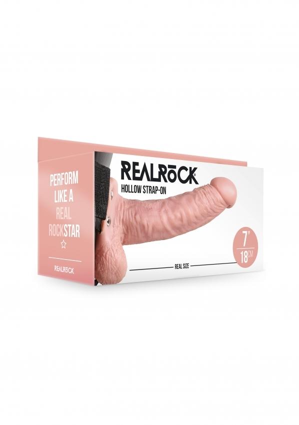 Realrock Hollow Strap-on dutý připínací penis s varlaty 18 cm - tělový (obrázek 9)