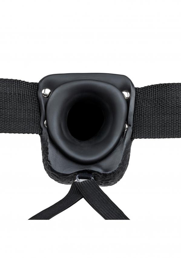 Realrock Hollow Strap-on dutý připínací penis s varlaty 18 cm - černý - Image 4