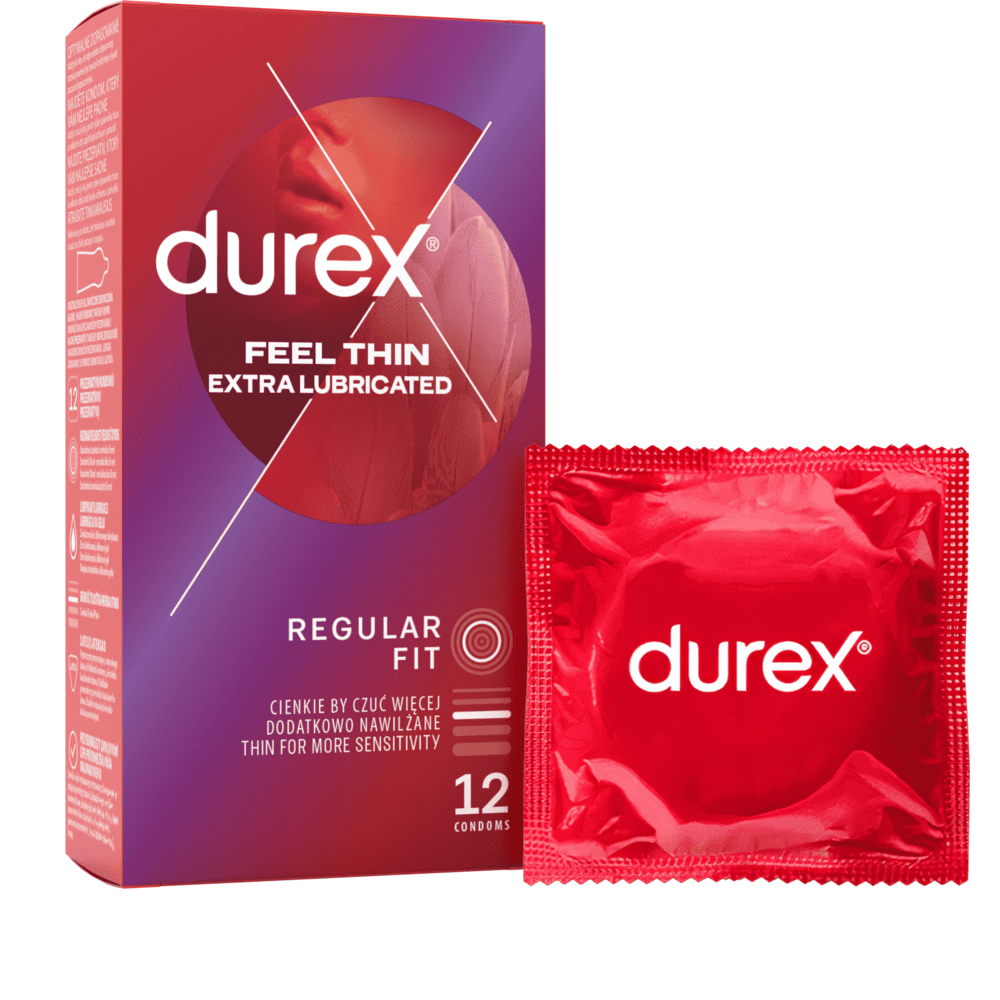 Durex kondomy Feel Thin Extra Lubricated 12 ks