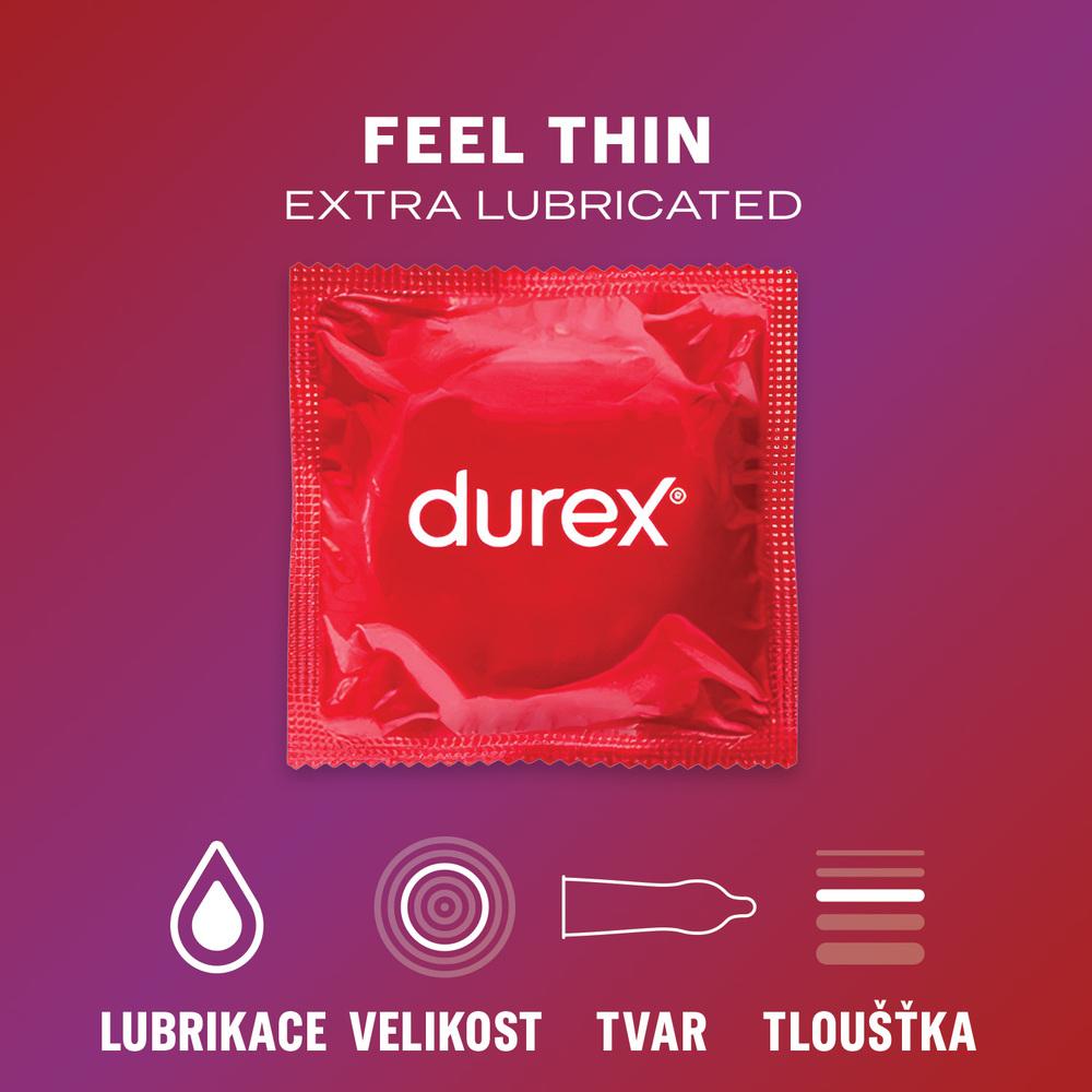 Durex kondomy Feel Thin Extra Lubricated 12 ks - Image 2