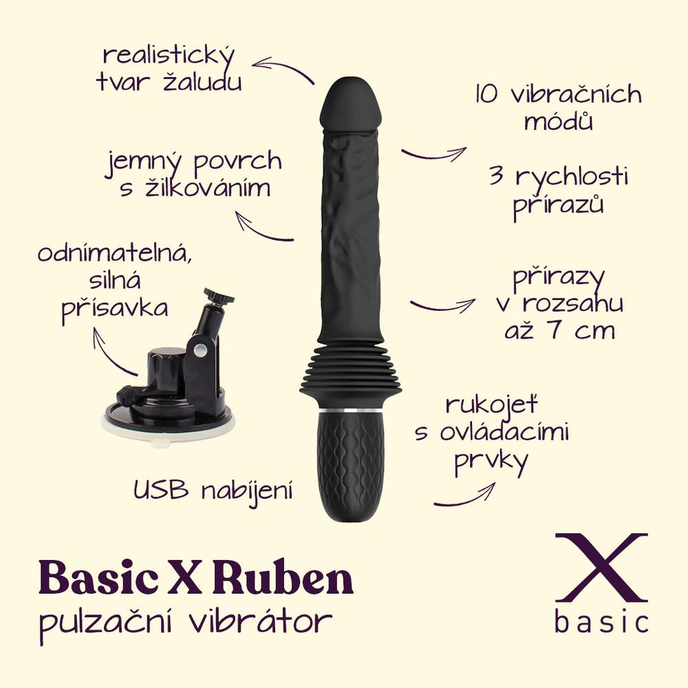 BASIC X Ruben pulzační vibrátor černý - Obrázek 2