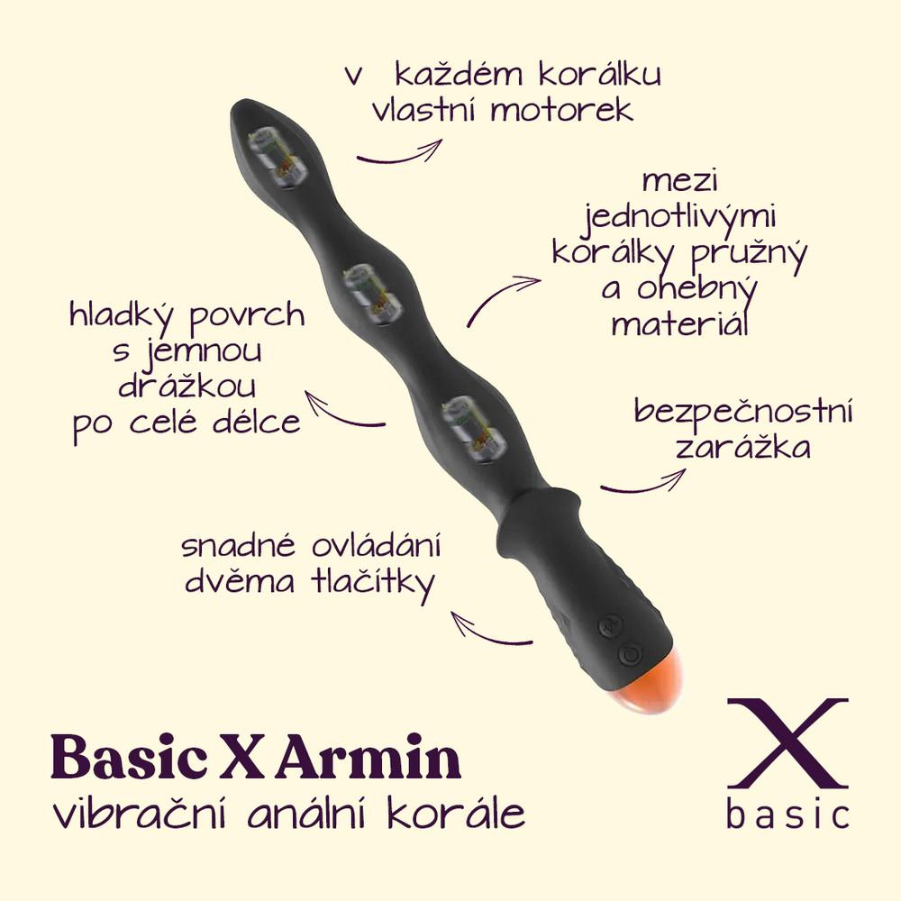 BASIC X Armin vibrační anální korále černé - Image 2