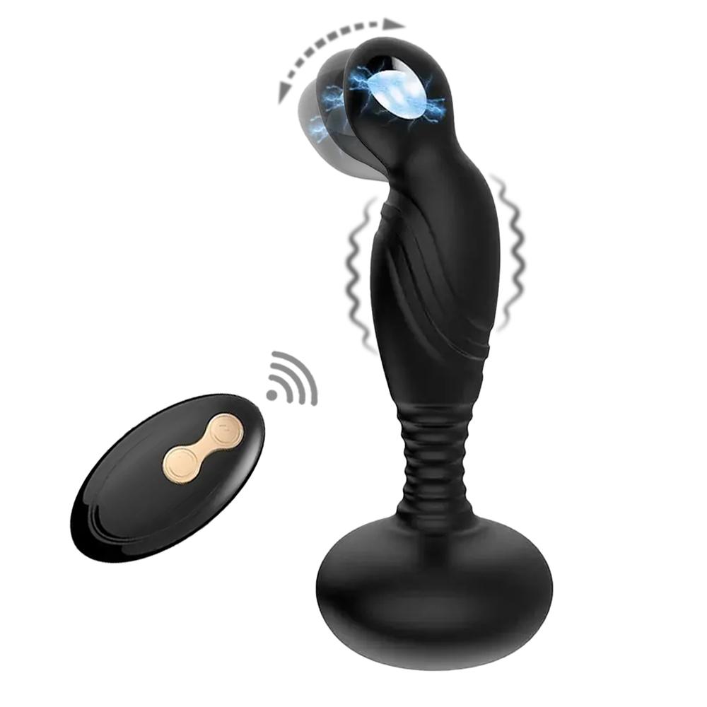 Levně BASIC X Ralph stimulátor prostaty s pohyblivou špičkou a elektrostimulací černý