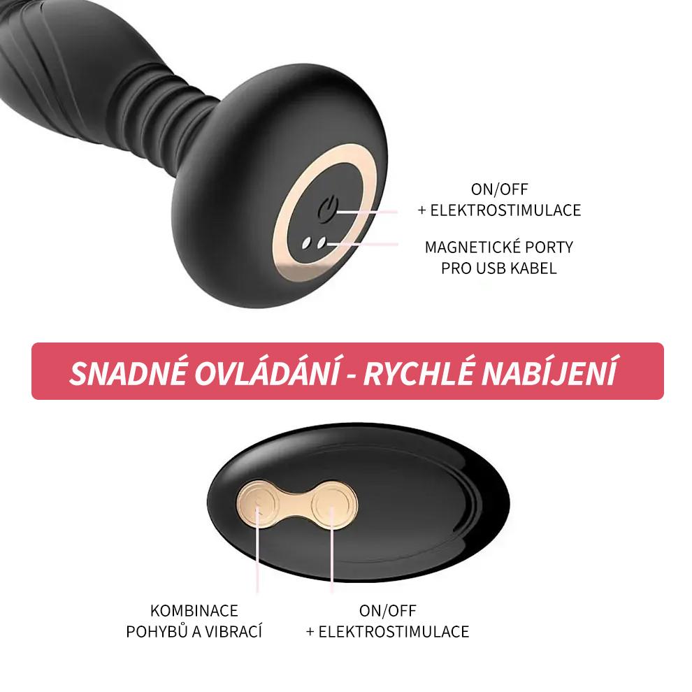 BASIC X Ralph stimulátor prostaty s pohyblivou špičkou a elektrostimulací černý - Image 5