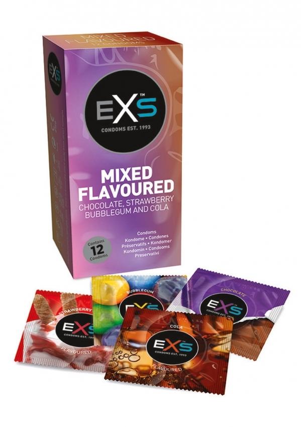 Prémiové kondomy EXS Mixed Flavored 12 ks