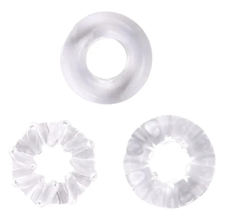 BOOM Erekční kroužky nevibrační 3 ks transparentní