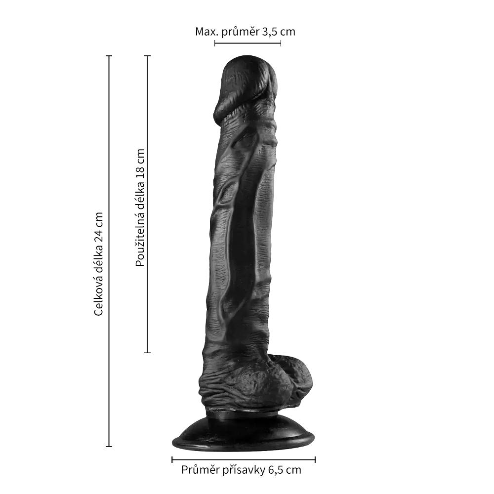 BASIC X Pablo realistické dildo černé - Obrázek 3