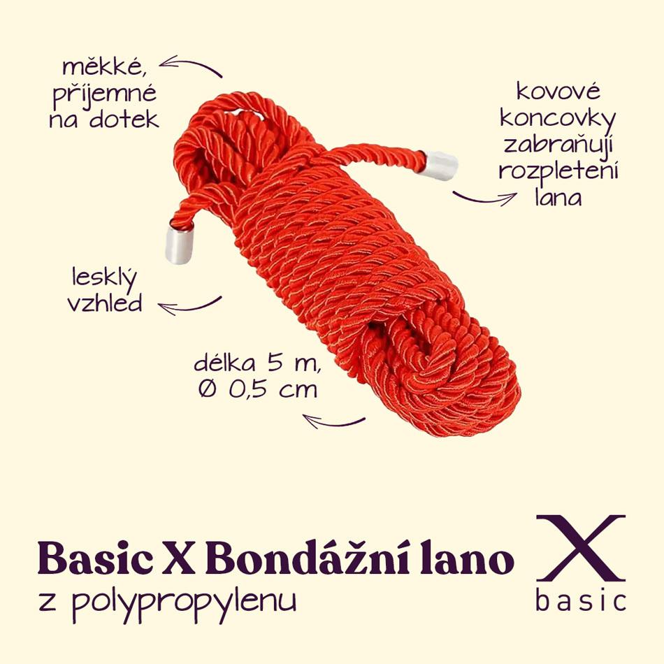BASIC X bondážní lano z polypropylenu 5 m červené - Obrázek 2