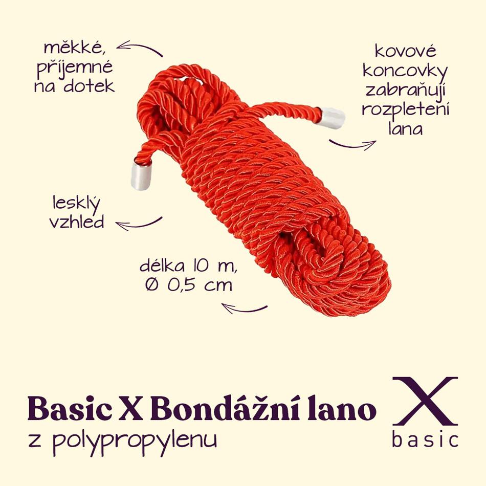 BASIC X bondage lano z polypropylenu 10 m červené - Image 2