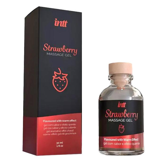 Intt Strawberry Masážní gel s hřejivým efektem 30 ml - bezpečný a přírodní produkt pro páry.