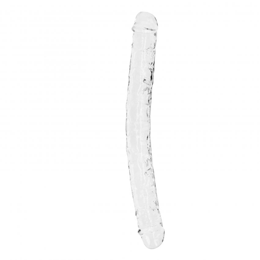 Levně Realrock Oboustranné dildo 34 cm - transparentní