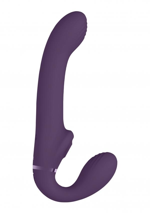 Levně VIVE Ai Dual Vibrating & Air Wave Tickler Strapless Strapon Purple