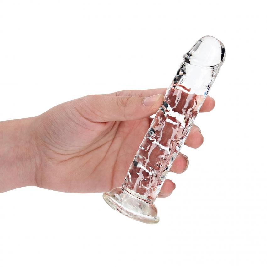 Realrock Realistické dildo s přísavkou 15,5 cm – transparentní