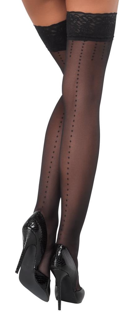 Samodržící punčochy Cottelli Legwear - černé: 4 (L)
