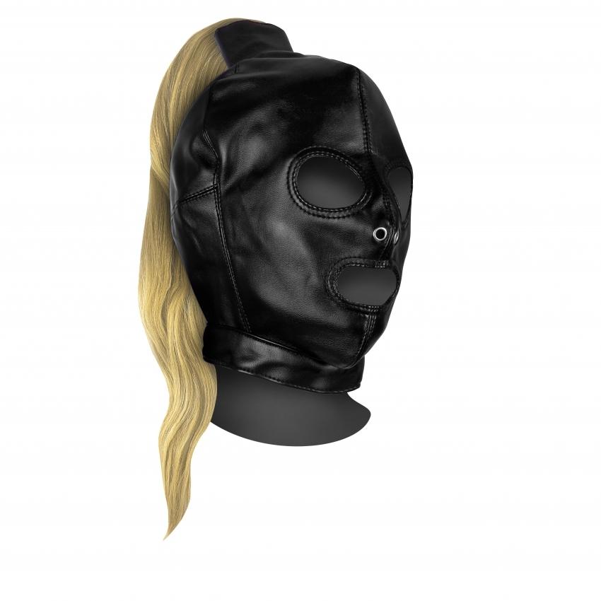Levně Ouch! Xtreme Mask with Blonde Ponytail Black