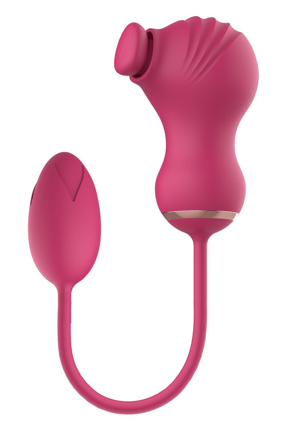 Levně Essentials Duální stimulátor s vibračním vajíčkem - růžový