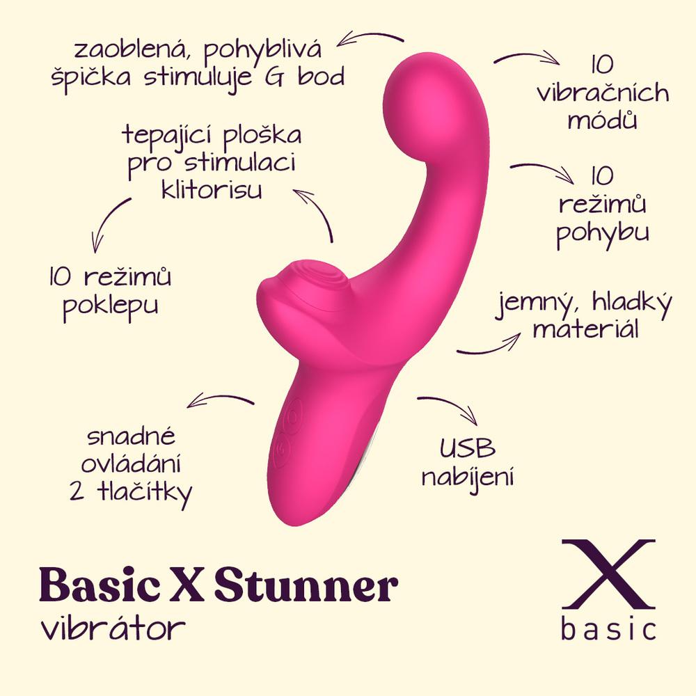 BASIC X Stunner vibrátor na G-bod a klitoris růžový - Image 2