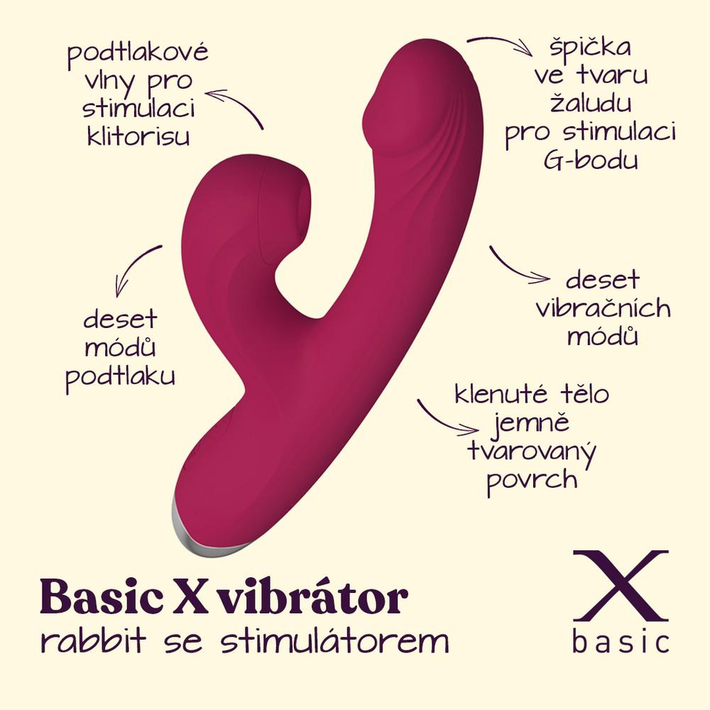 BASIC X vibrátor rabbit s podlakovým stimulátorem klitorisu růžový - Image 2