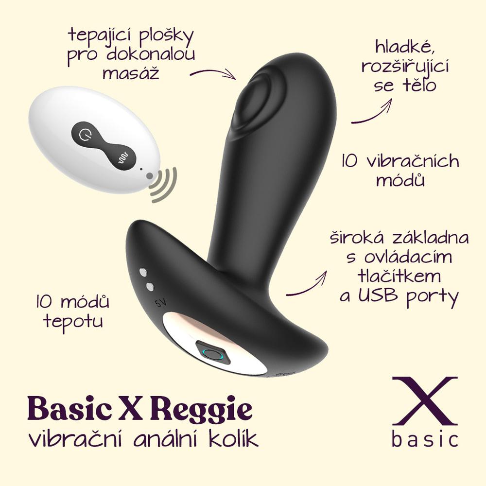 BASIC X Reggie vibrační anální kolík černý - Obrázek 2