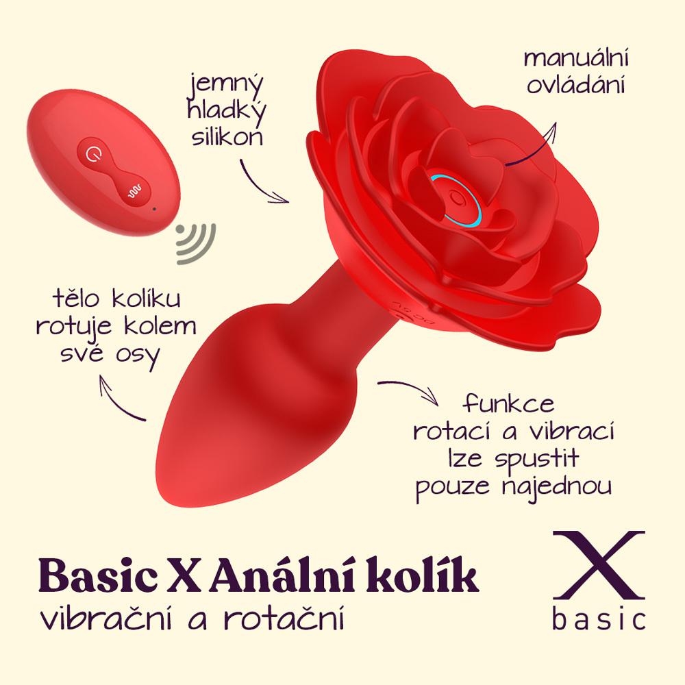 BASIC X rotační a vibrační anální kolík červený - Image 2