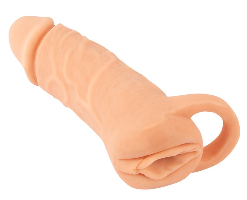 Nature Skin 2v1 Návlek na penis a masturbátor 18,5 cm