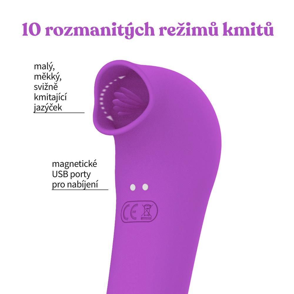 Romant Lucas oboustranný vibrátor s kmitajícím jazýčkem fialový - Image 4