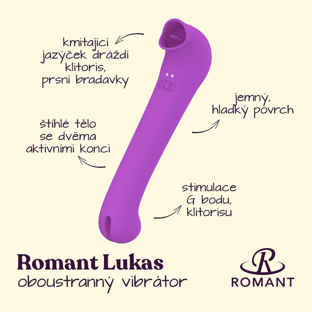Romant Lucas oboustranný vibrátor s kmitajícím jazýčkem fialový - Image 2