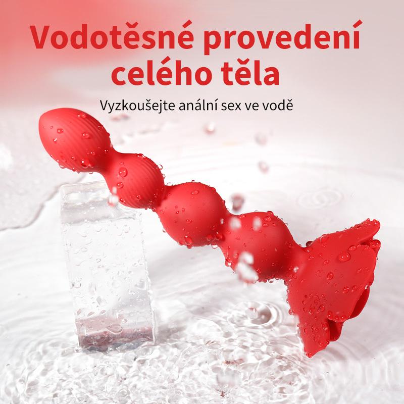 BASIC X vibrační anální korále červené