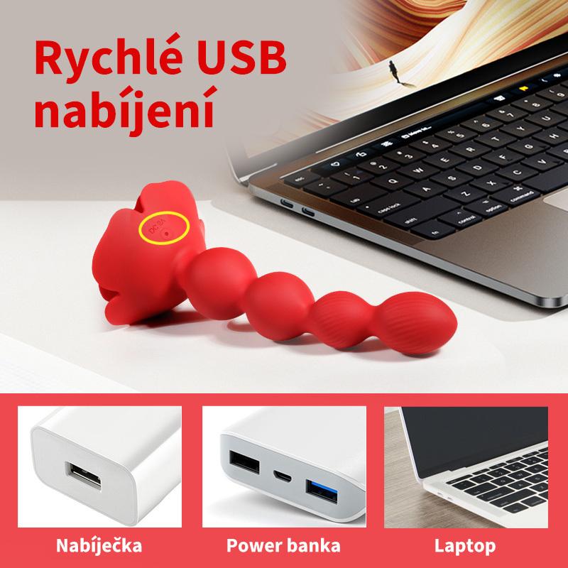 BASIC X vibrační anální korále červené - Image 7