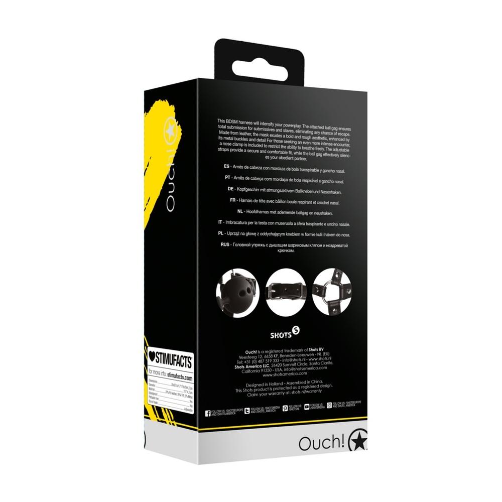 Ouch! Xtreme Postroj na hlavu s roubíkem a nosním hákem