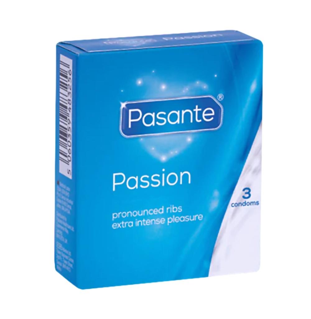 Levně Pasante kondomy Passion - Ribbed 3 ks