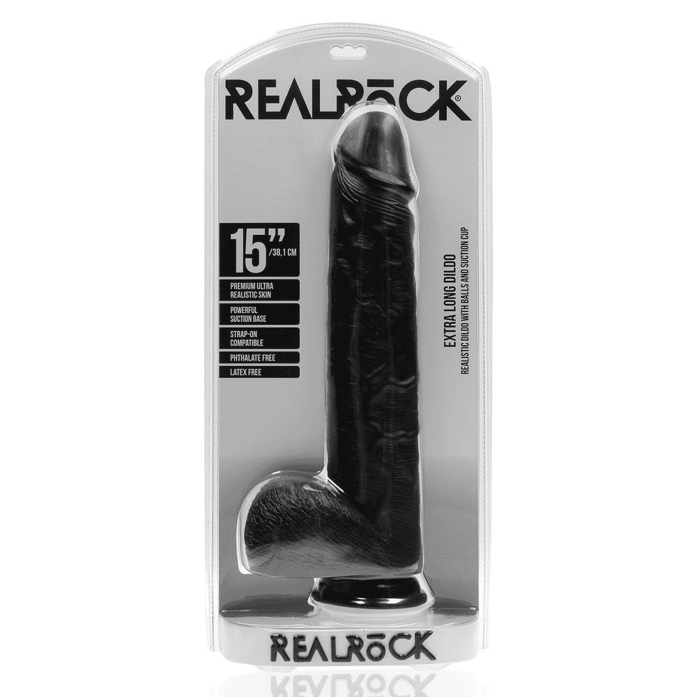 RealRock Extra Large dildo s varlaty 38 cm - černé - Image 5