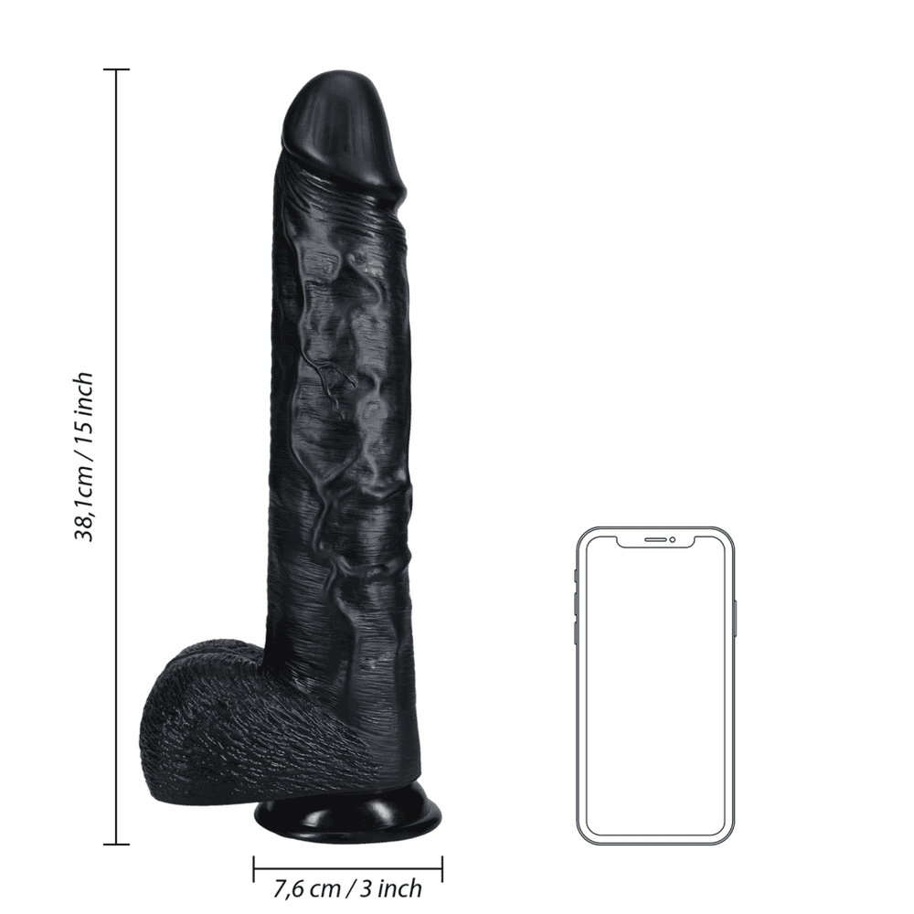 RealRock Extra Large dildo s varlaty 38 cm - černé - Image 3