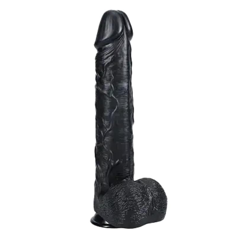 RealRock Extra Large dildo s varlaty 38 cm - černé