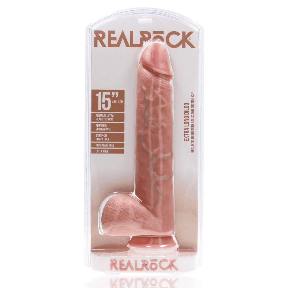 RealRock Extra Large dildo s varlaty 38 cm - tělové - Image 5