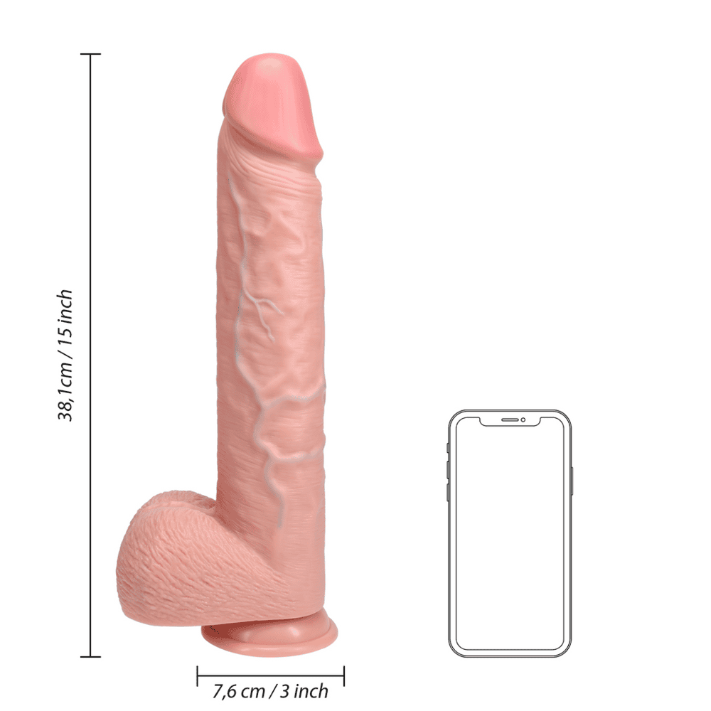 RealRock Extra Large dildo s varlaty 38 cm - tělové - Image 3