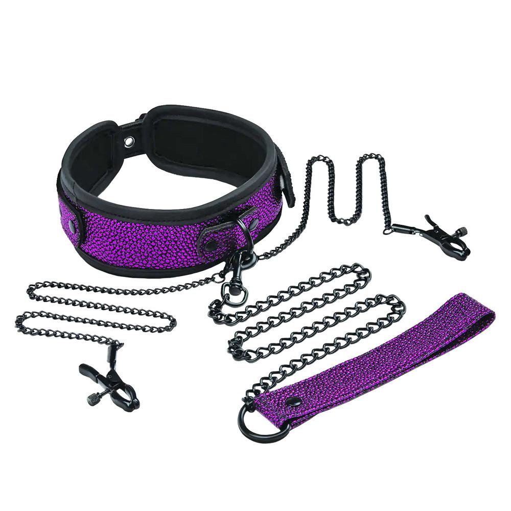 Whipsmart dragon's lair obojek s vodítky a svorkami na bradavky